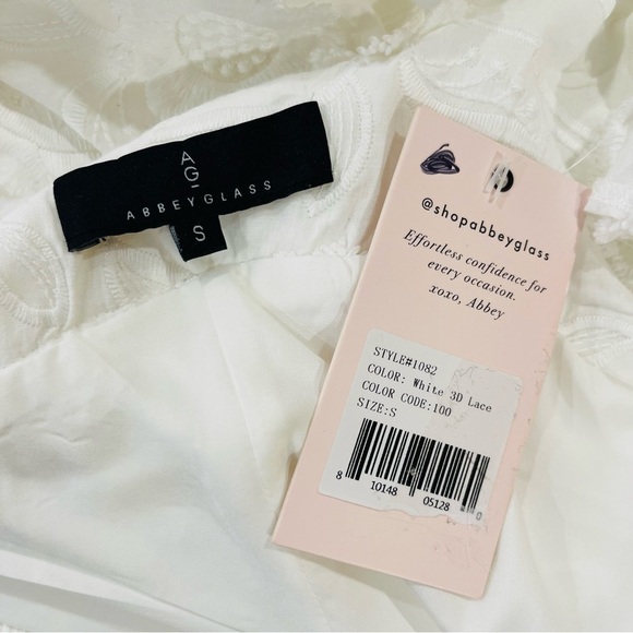 Abbey Glass Sutton Lace 3D Floral Ruffle One Shoulder Midi Dress White NWT $185 - Picture 15 of 16